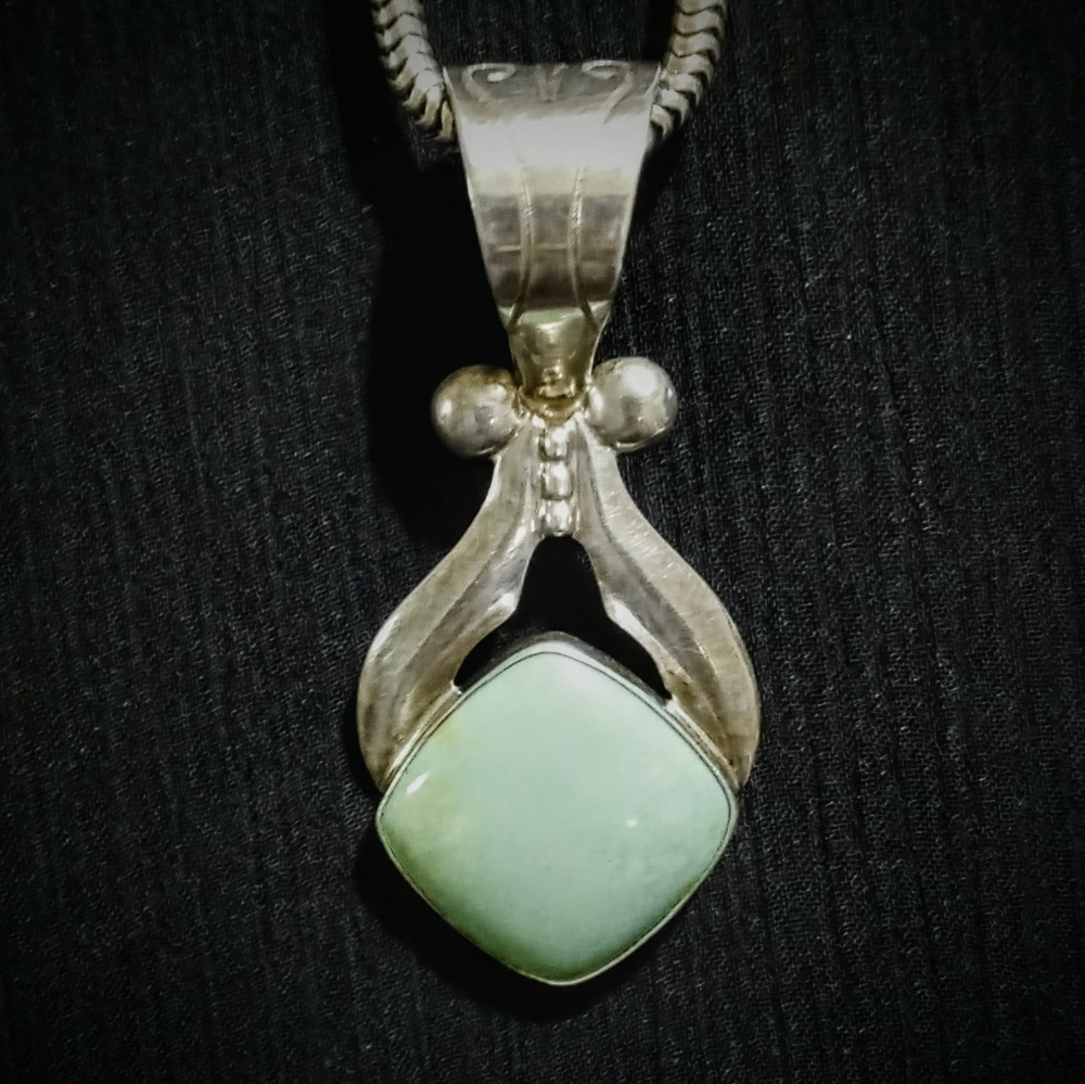 Antique Sterling Silver Turquoise Pendant